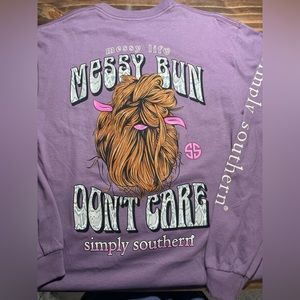 Simply southern long sleeve messy hair don’t care tee-shirt